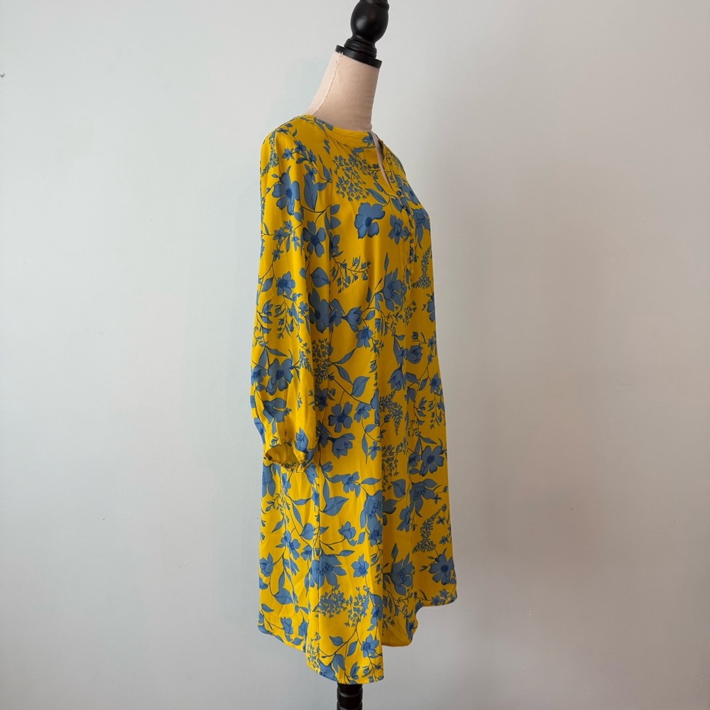 ππ Cabi Yellow Blue Floral Tunic Dress Size L Flowy Boho Lightweightππ - Picture 5 of 11